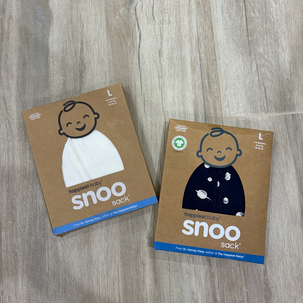 2 Happiest Baby Snoo Sacks - White and Navy